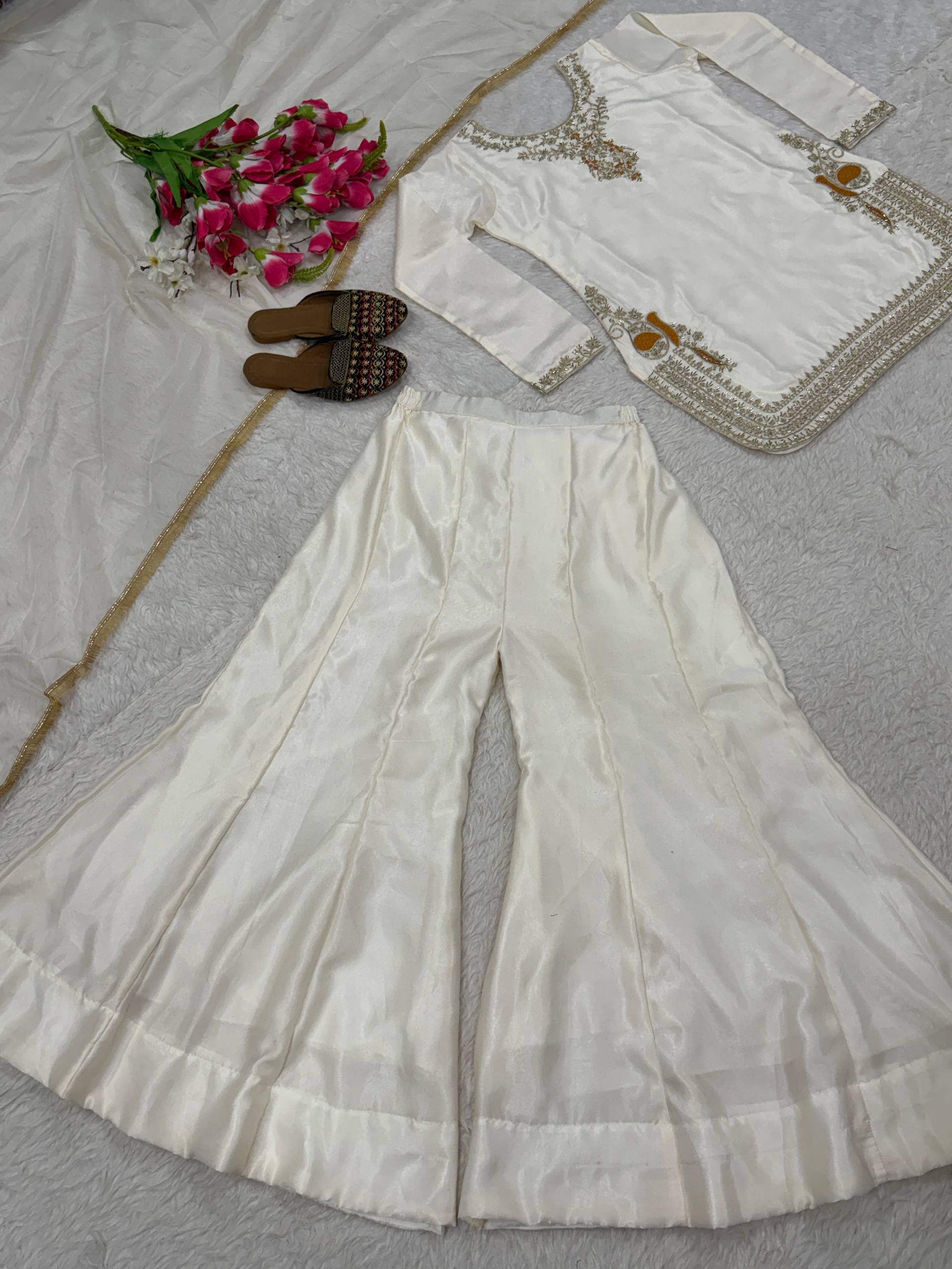 Luminous Ivory Zardozi-Crafted Suit